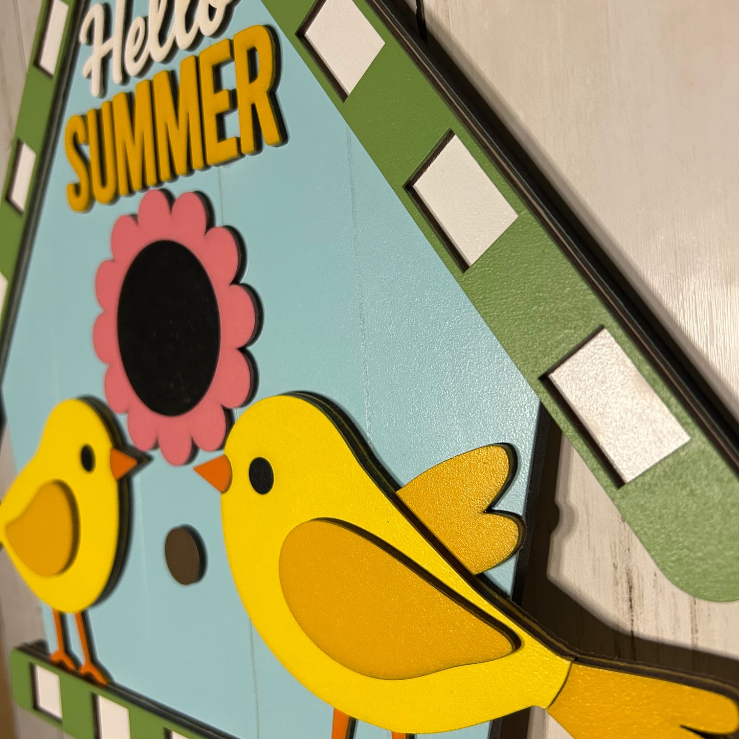 Hello Summer Birdhouse Door Hanger