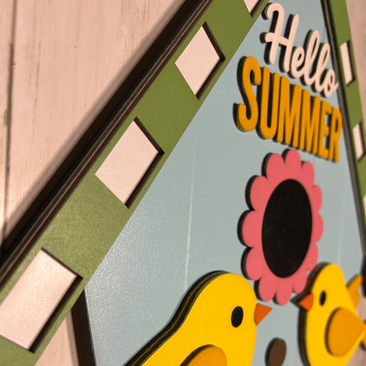 Hello Summer Birdhouse Door Hanger