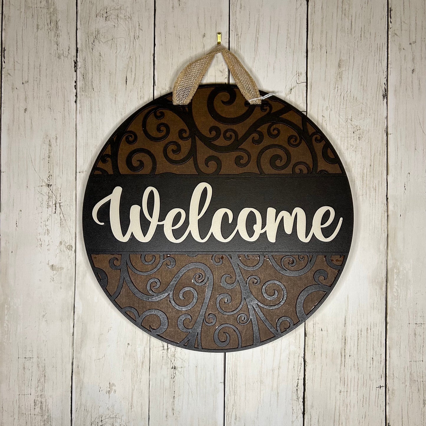 Welcome Swirls Door Hanger