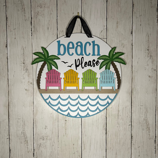 Beach Please Summer Door Hanger