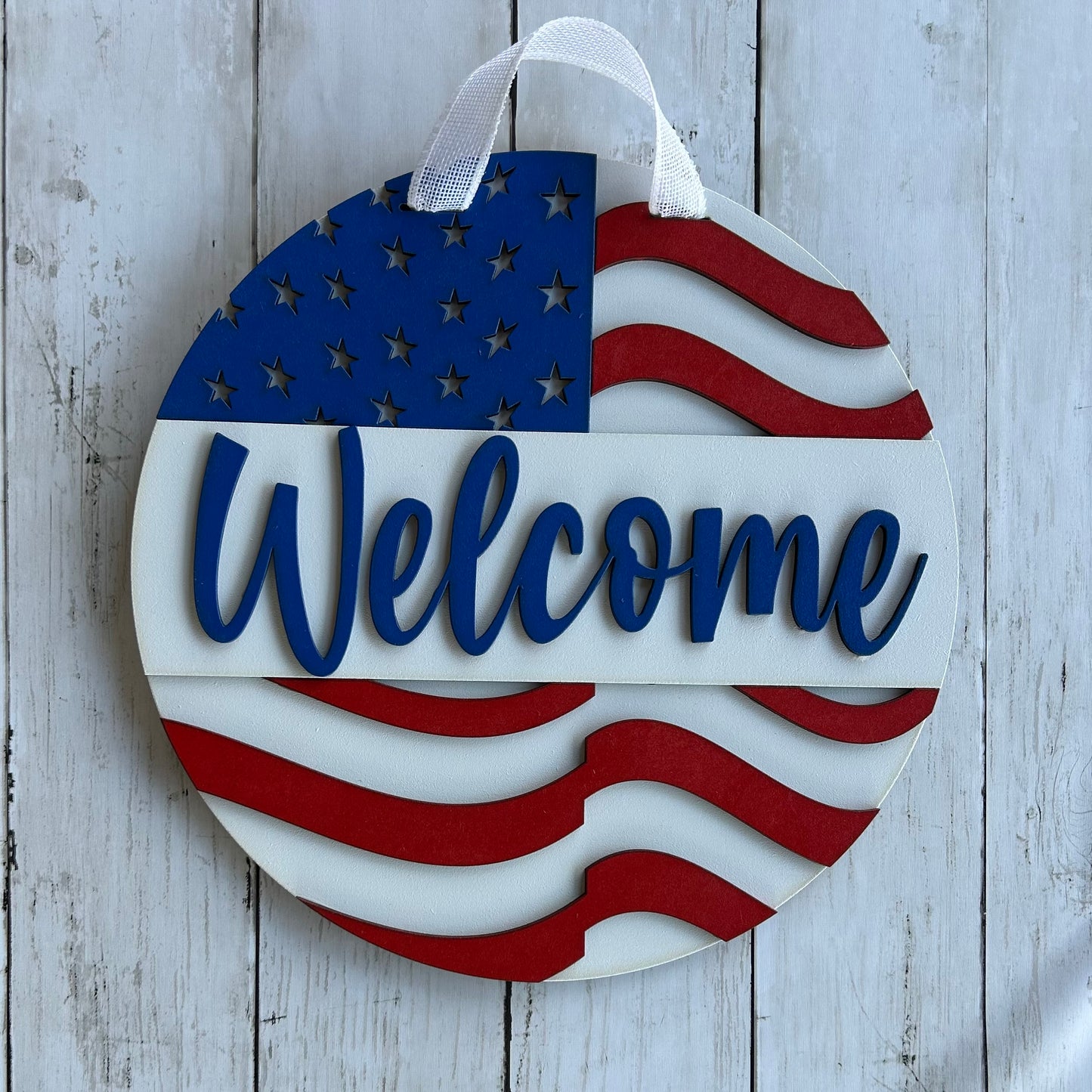 American Flag Welcome Door Hanger
