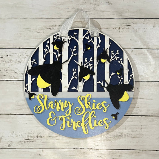 Starry Skies and Fireflies Door Hanger