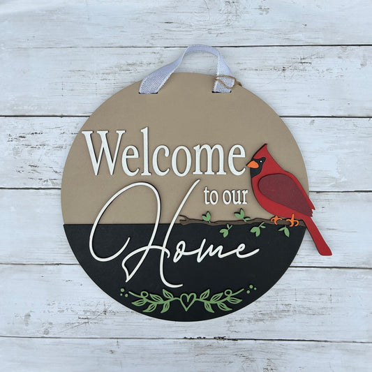 Welcome to Our Home Cardinal Door Hanger