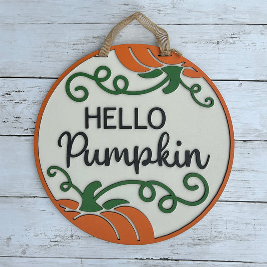 Hello Pumpkin Fall Door Hanger