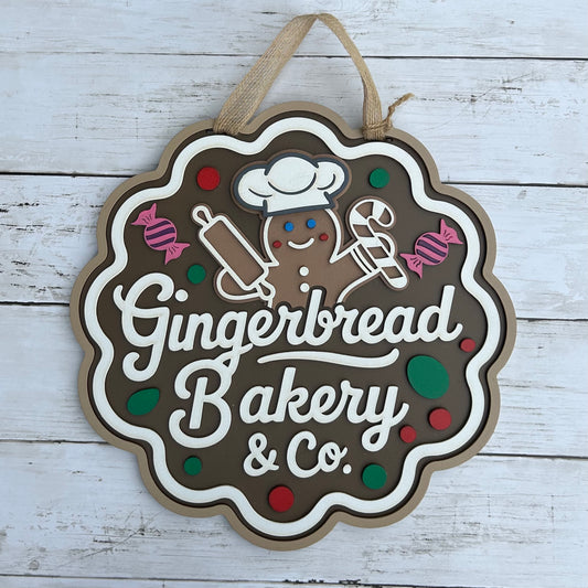 Gingerbread Baking Company Holiday Door Hanger
