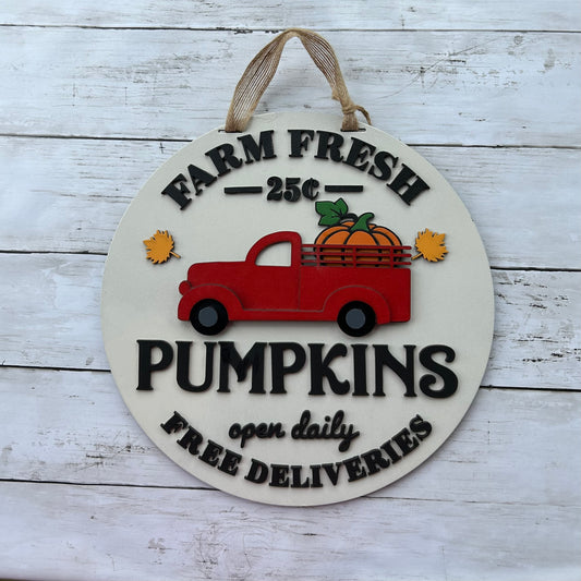 Farm Fresh Pumpkins Pickup Truck Door Hanger