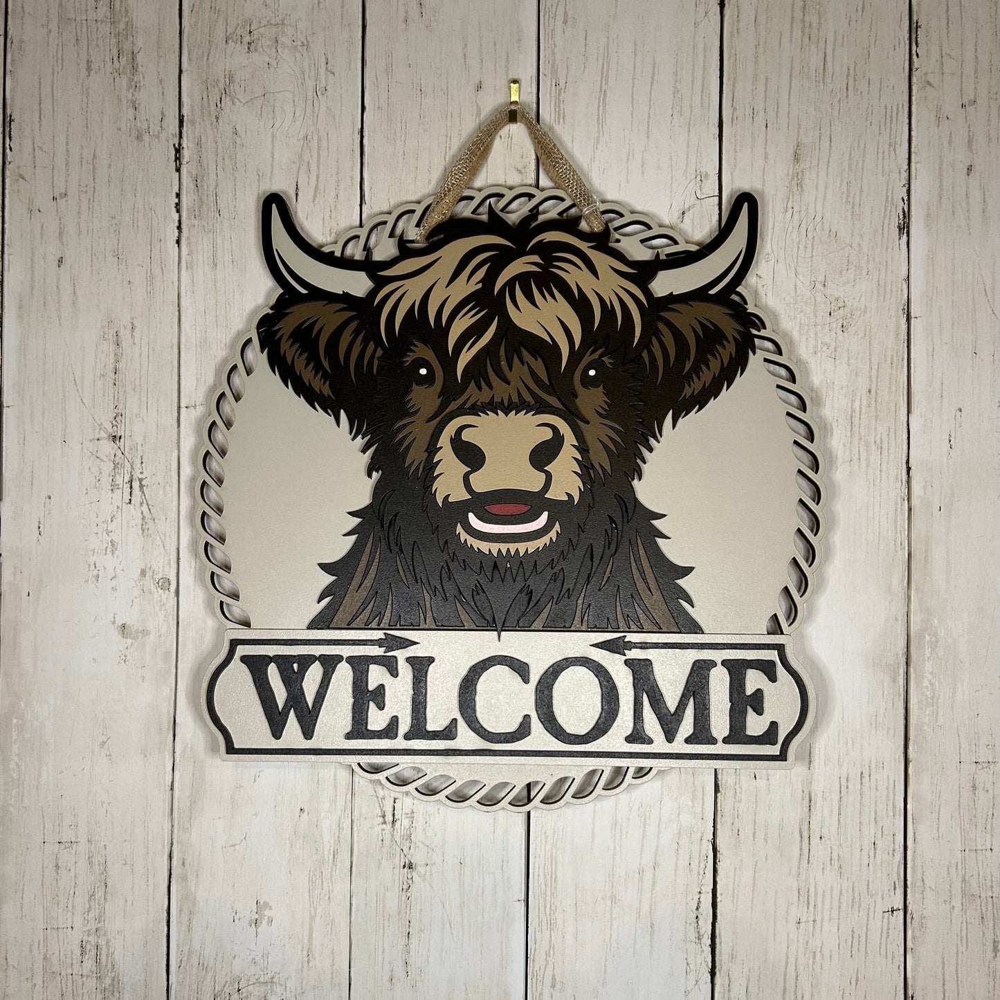 Welcome Highland Cow Door Hanger