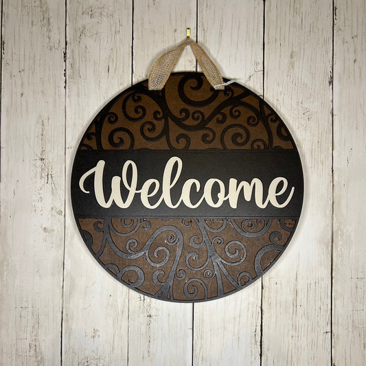Welcome Swirls Door Hanger